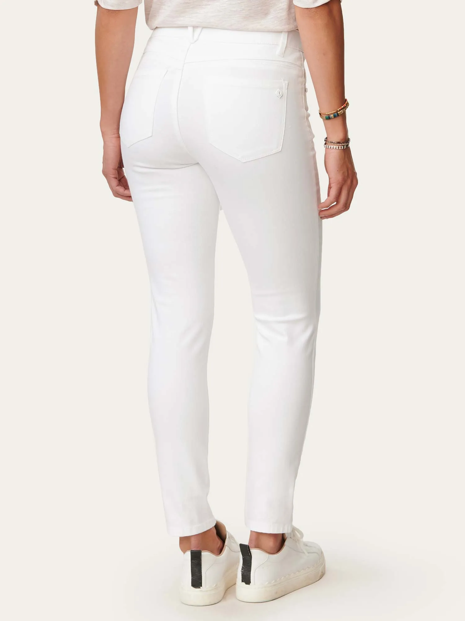 "Ab"solution® High Rise White Denim Ankle Length Jeans