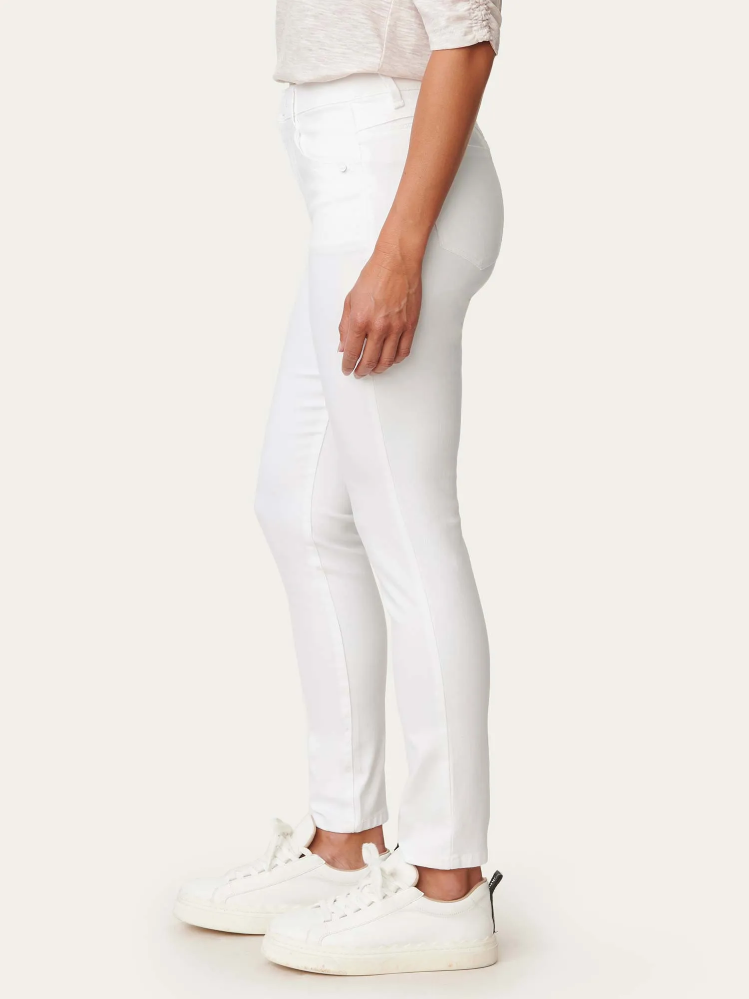 "Ab"solution® High Rise White Denim Ankle Length Jeans