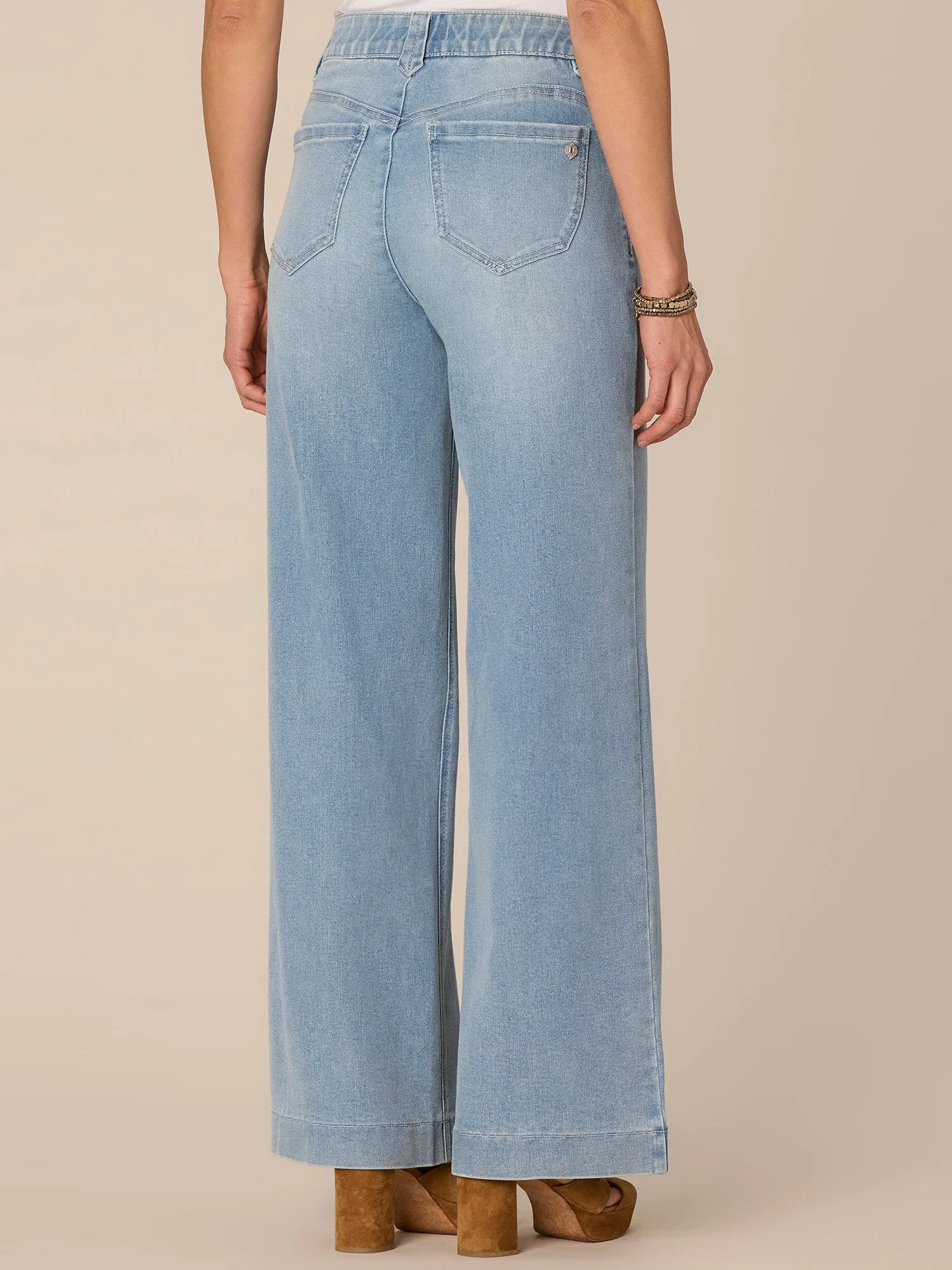 "Ab"solution High Rise Wide Leg Jeans with Fading Detail
