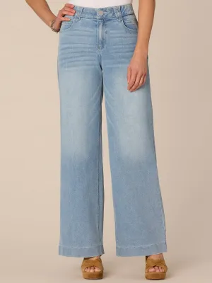 "Ab"solution High Rise Wide Leg Jeans with Fading Detail