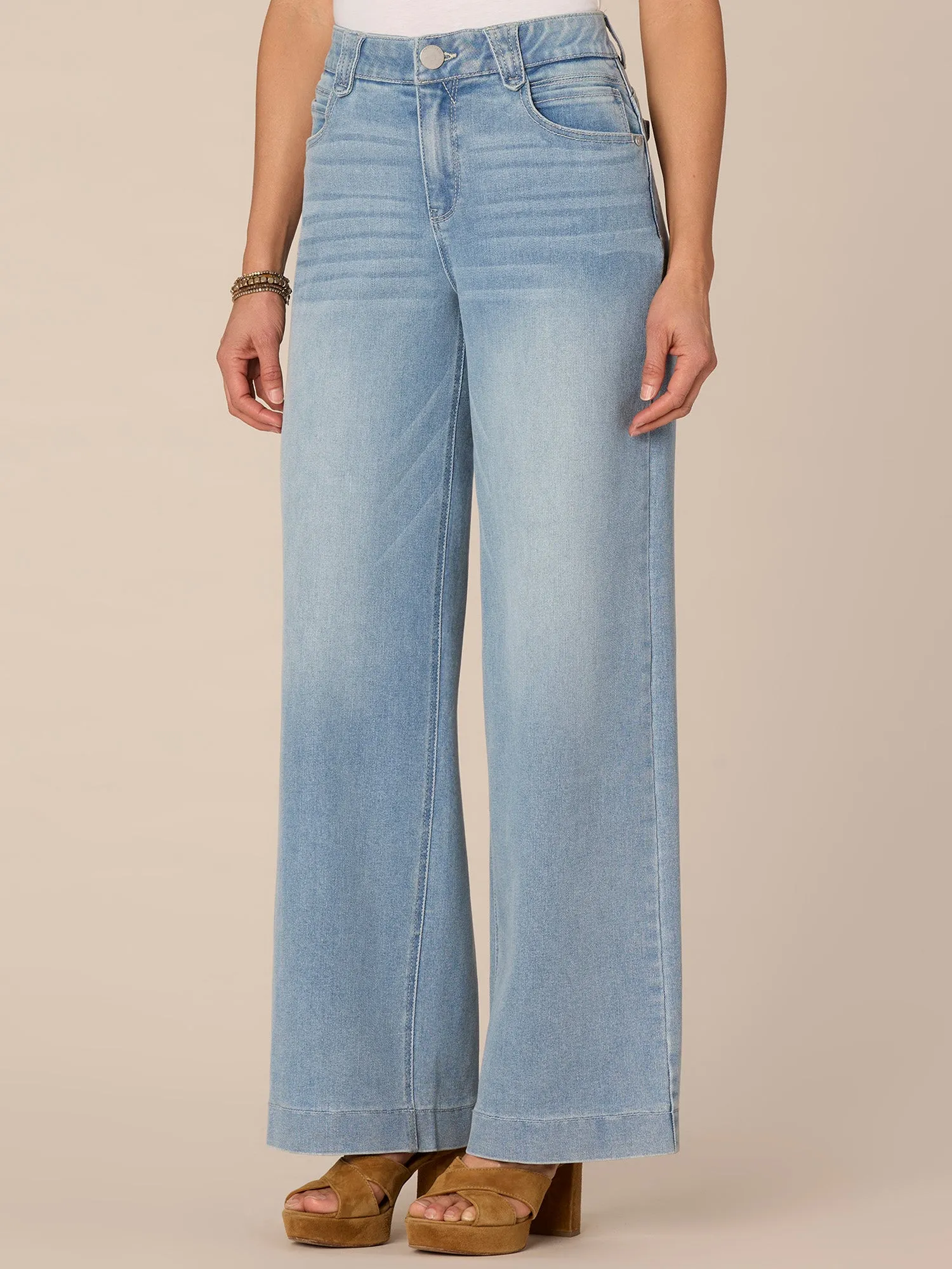 "Ab"solution High Rise Wide Leg Jeans with Fading Detail
