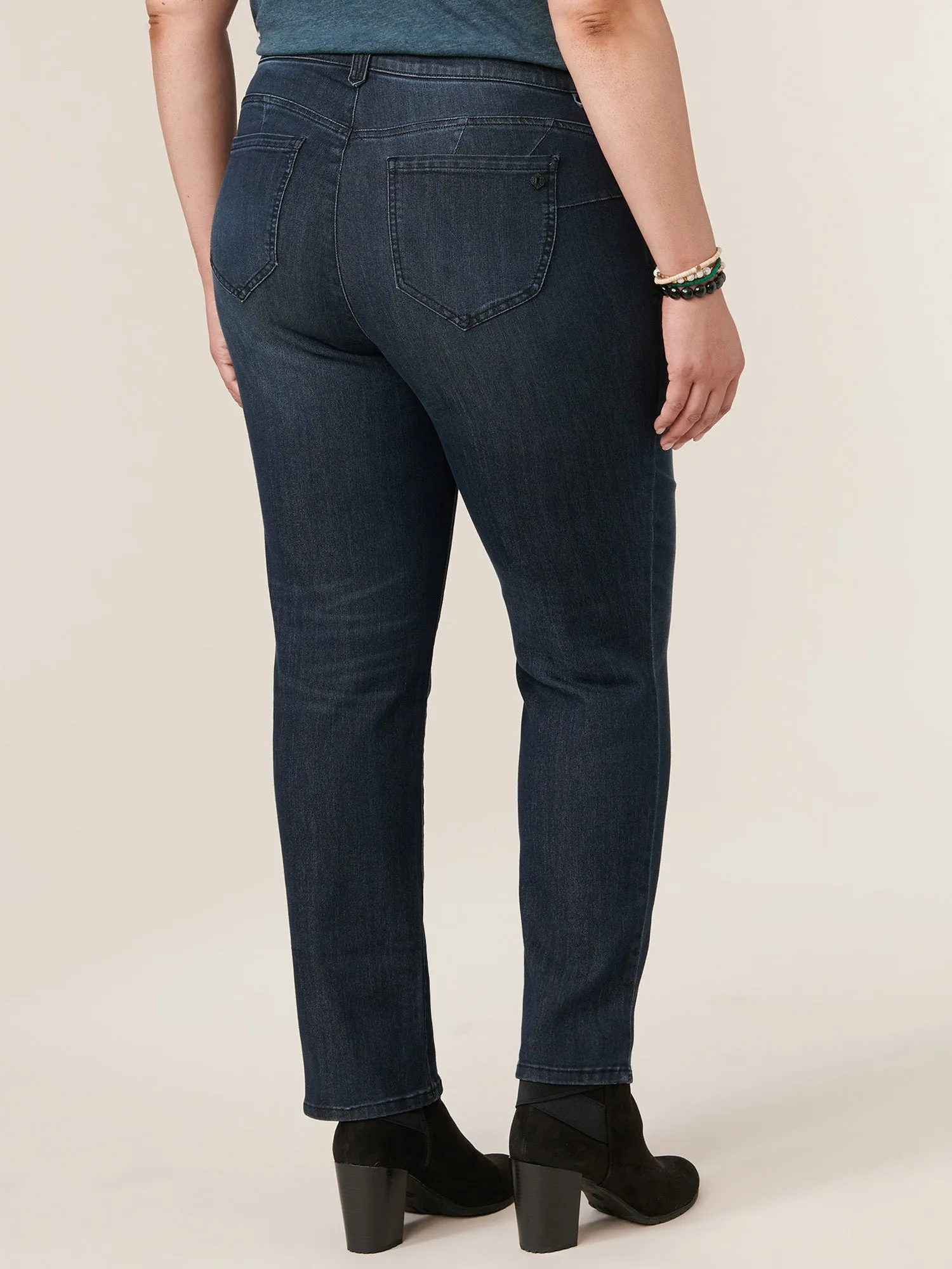 "Ab"solution® Mid Rise Dark Indigo Straight Leg Plus Jeans