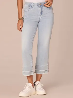 "Ab"solution Mid-Rise Double Layer Fray Hem Flare Petite Jeans