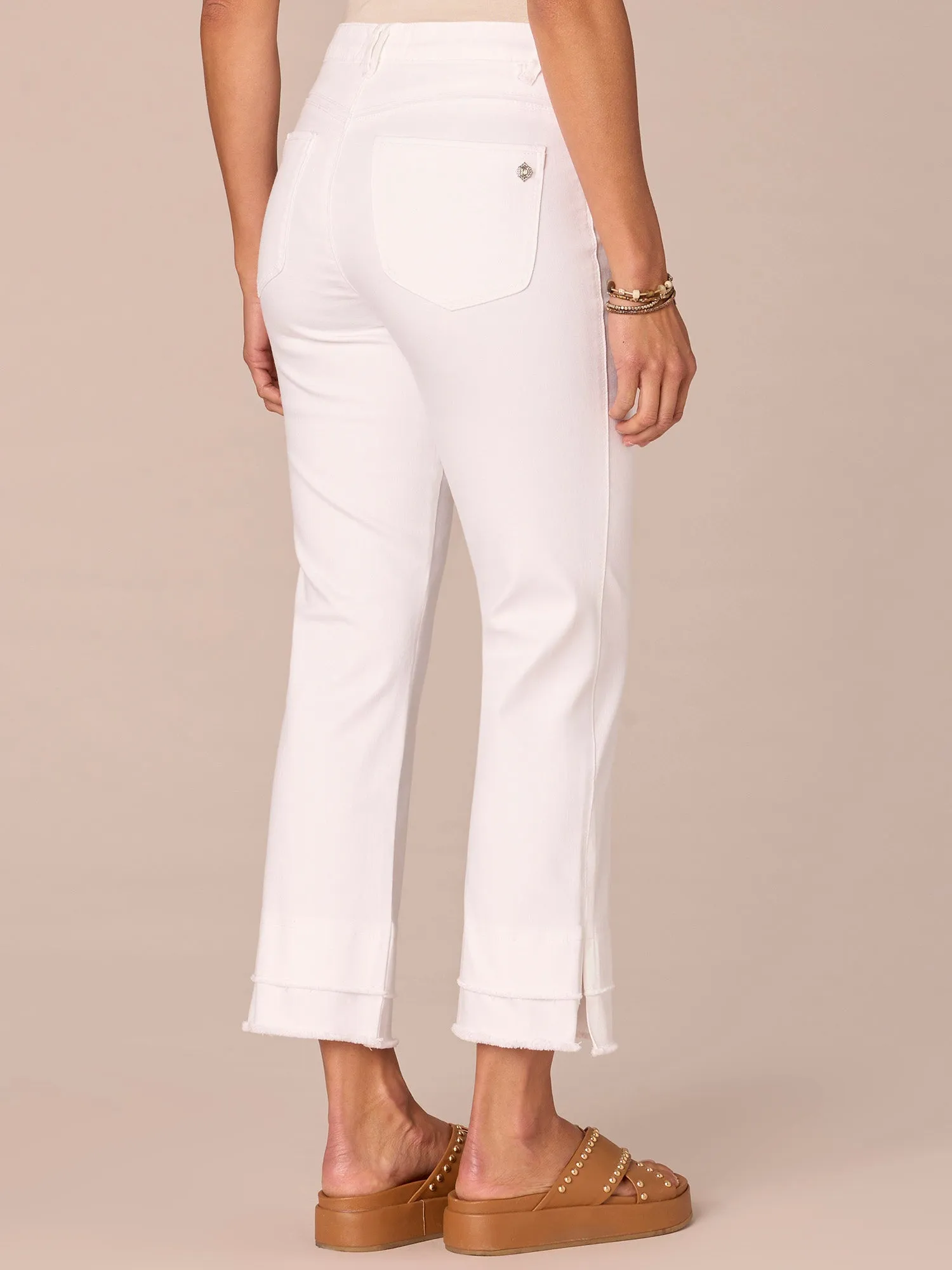 "Ab"solution Mid-Rise Flare Petite Jeans with Double Layer Fray Hem