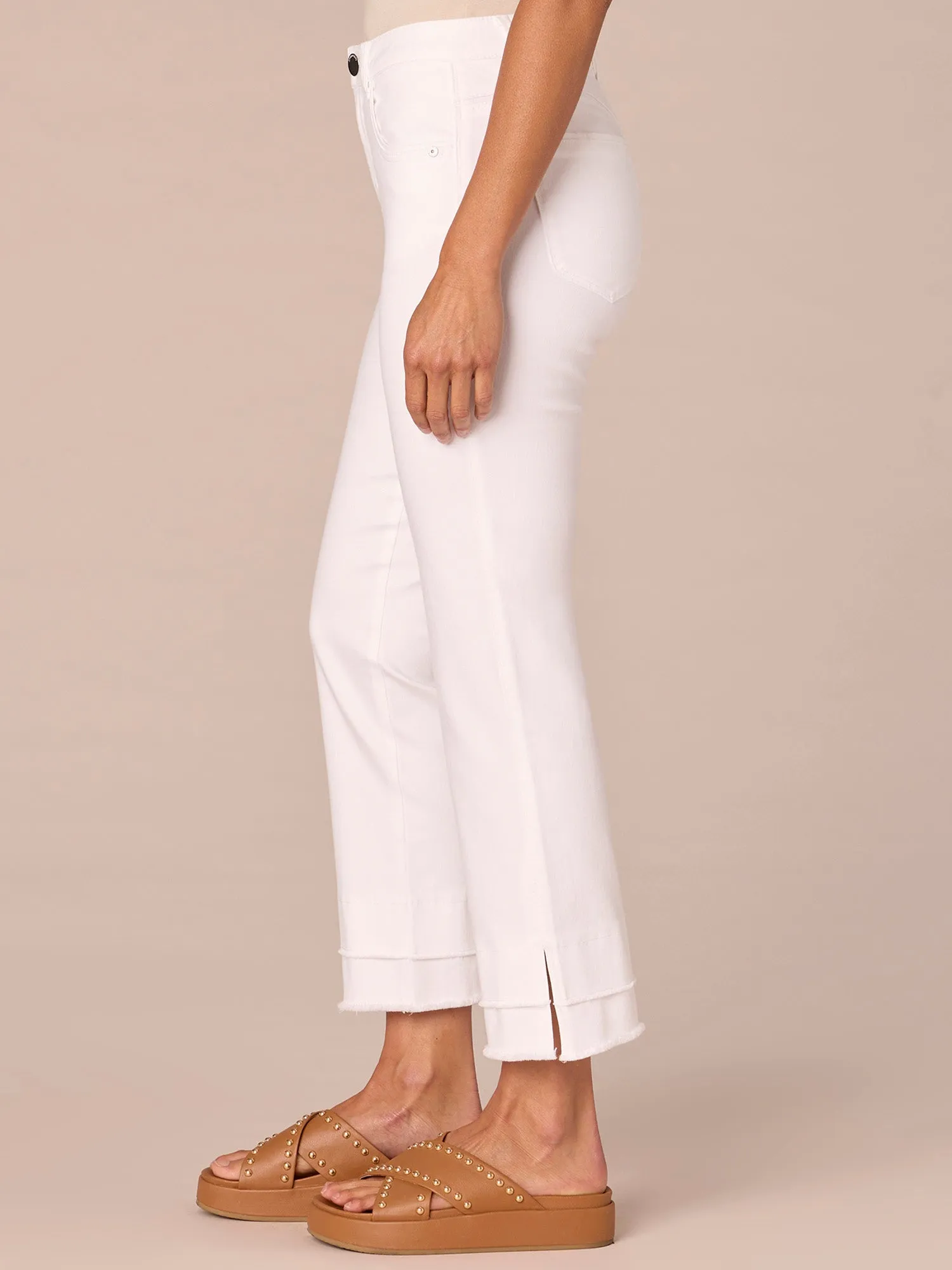"Ab"solution Mid-Rise Flare Petite Jeans with Double Layer Fray Hem