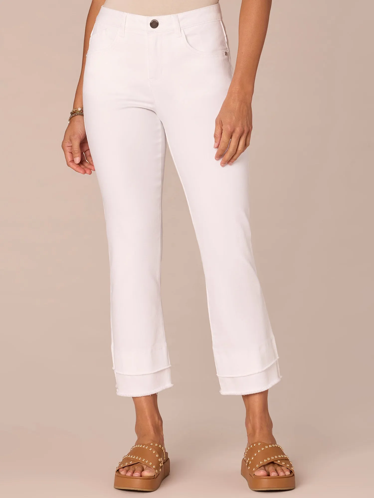 "Ab"solution Mid-Rise Flare Petite Jeans with Double Layer Fray Hem