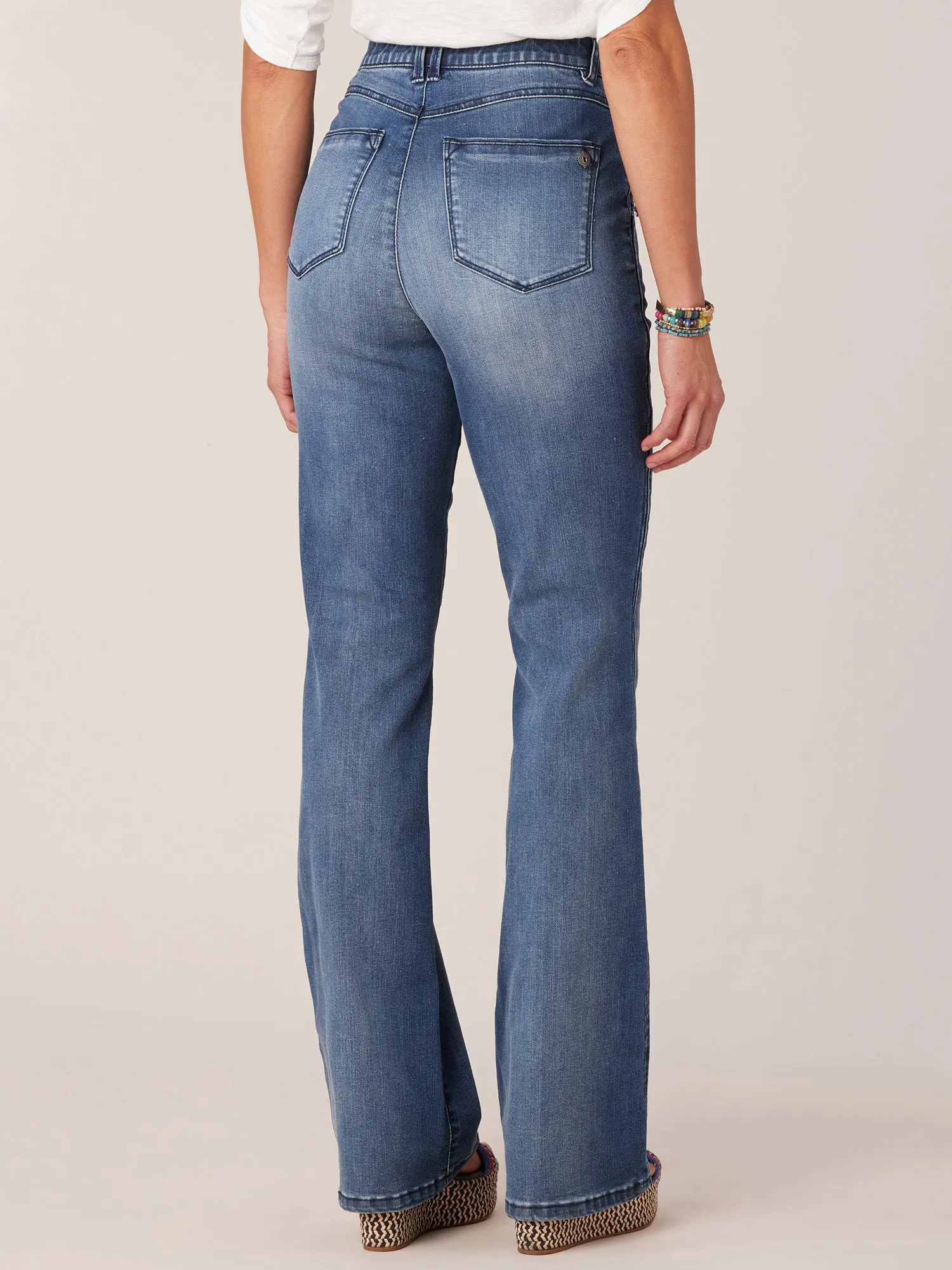 "Ab"solution Sailor Button Long Flare Petite Jeans