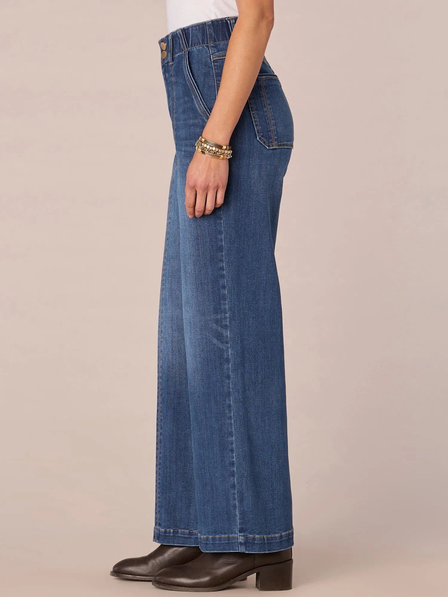"Ab"solution Skyrise Center Front Seam Wide Leg Jeans