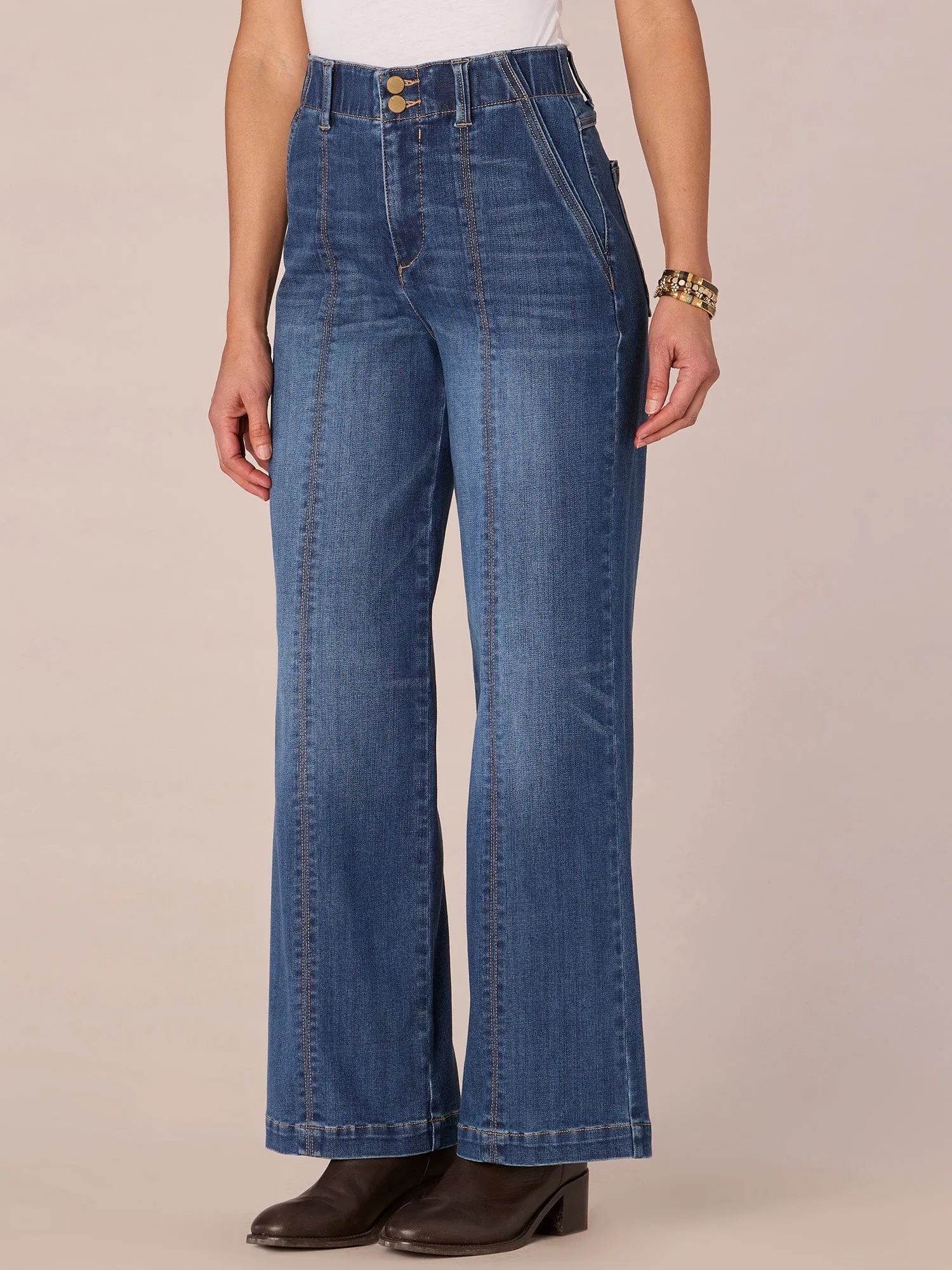 "Ab"solution Skyrise Center Front Seam Wide Leg Jeans