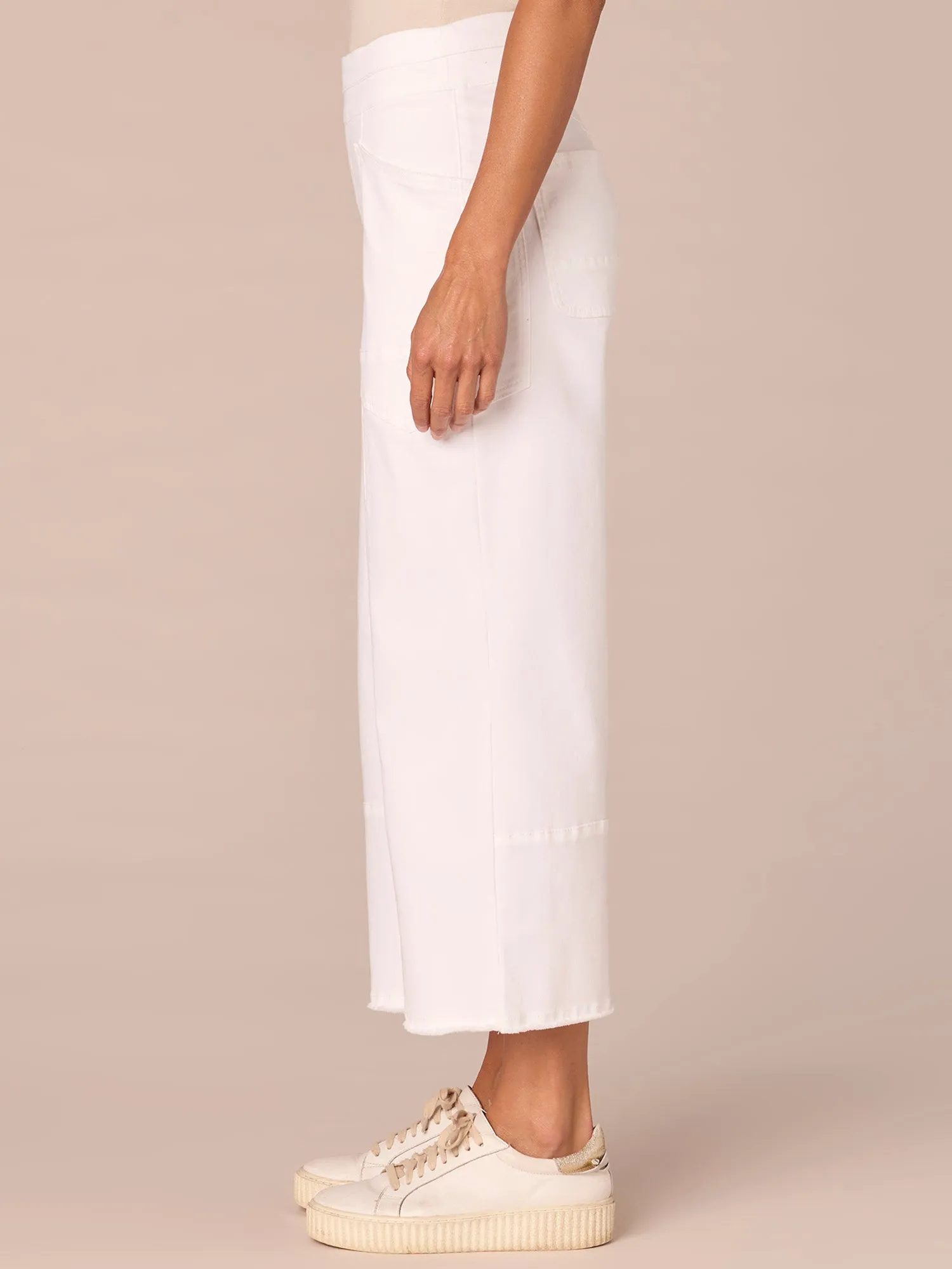"Ab"solution Skyrise Cropped Fray Hem Glider Wide Leg Petite Jeans