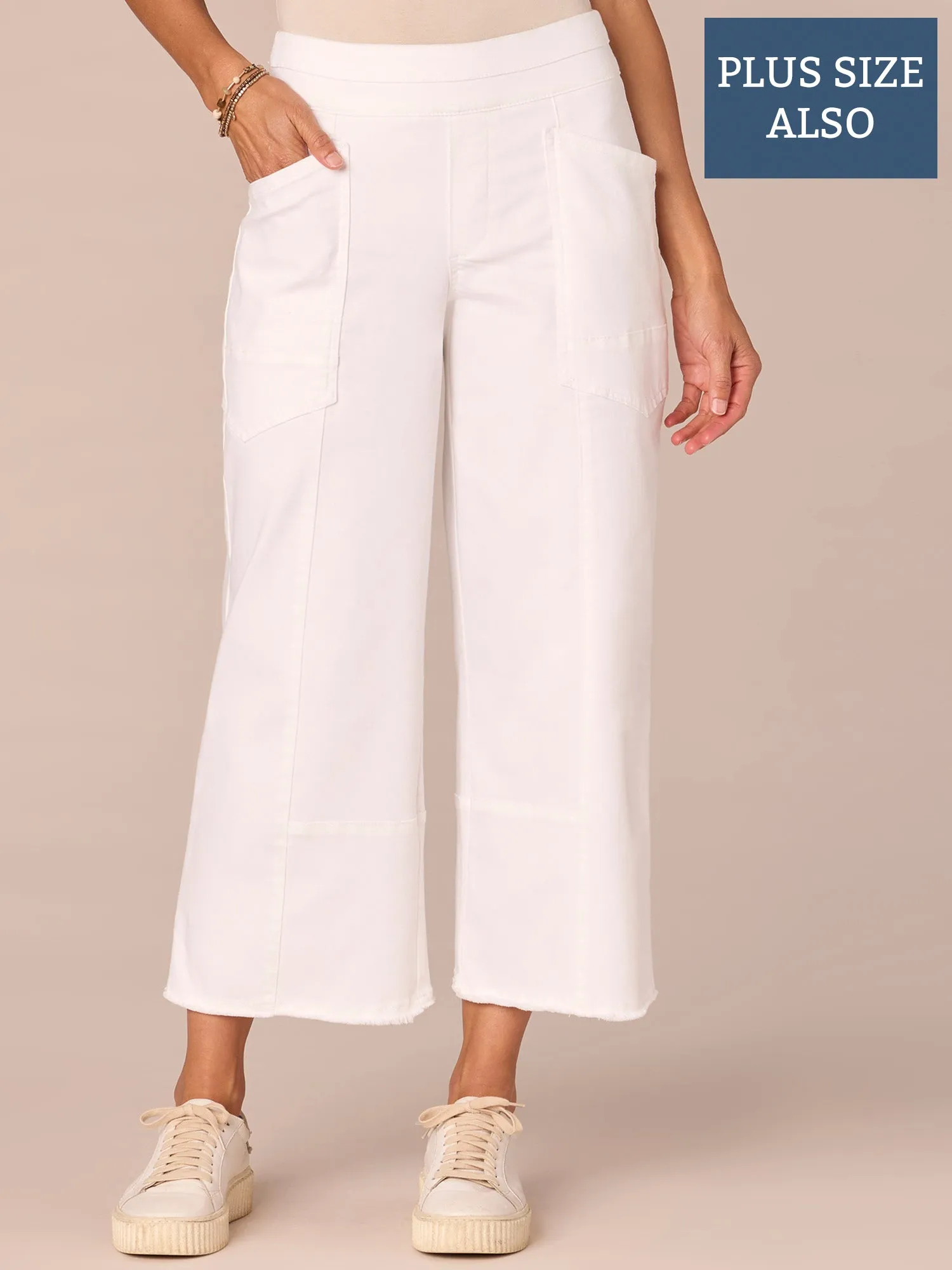 "Ab"solution Skyrise Cropped Glider Wide Leg Plus Size Jeans