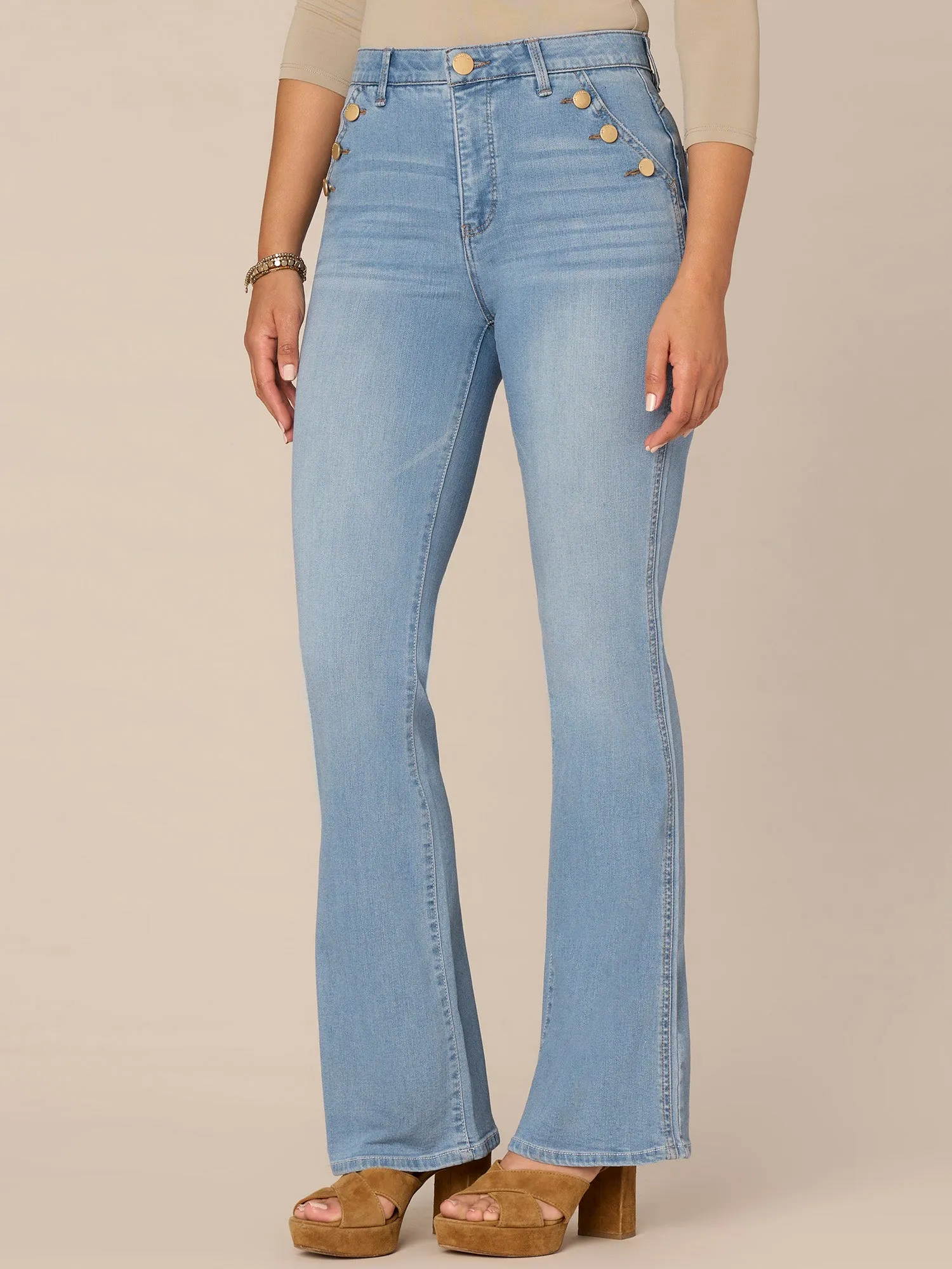 "Ab"solution Skyrise Itty Bitty More Boot Jean with Sailor Buttons