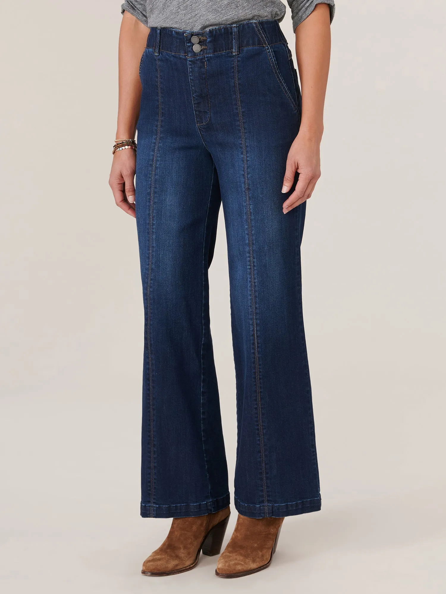 "Ab"solution Skyrise Wide Leg Jeans with Center Front Seams