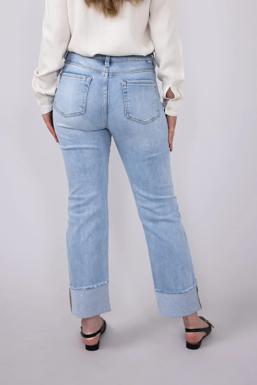 Risen High Rise Cuffed Straight Relaxed Jeans for Women | RDP5379CH-LT