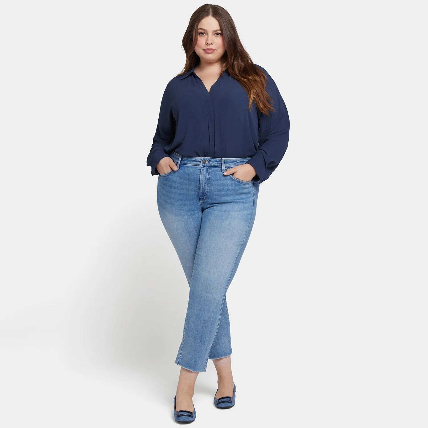 Sheri Slim Ankle Jeans In Plus Size - Blue Valley