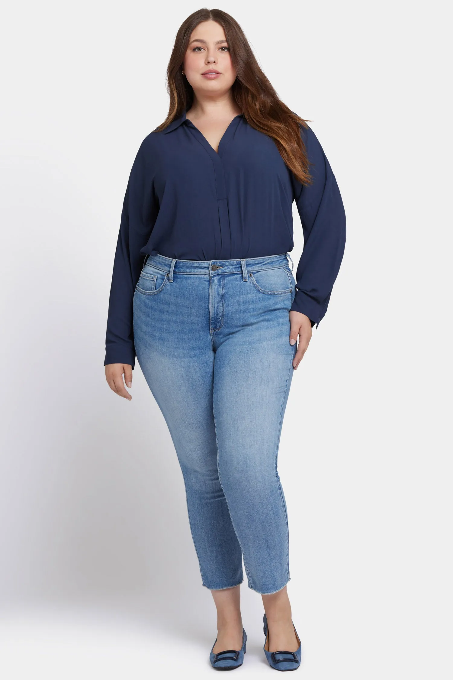 Sheri Slim Ankle Jeans In Plus Size - Blue Valley