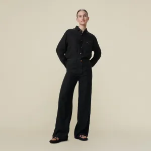 Skater Loose-Z Black Linen - Low Rise Wide Fit