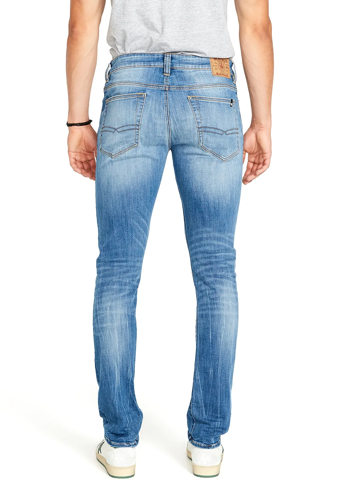 Slim Ash Men's Jean in Veined and Crinkled Blue - BM22611