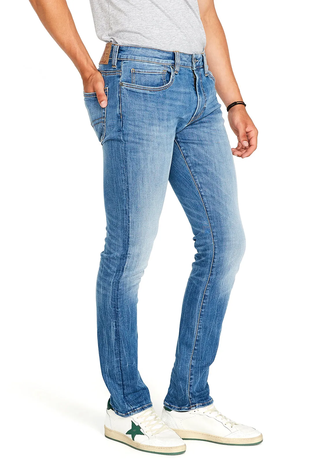 Slim Ash Men's Jean in Veined and Crinkled Blue - BM22611