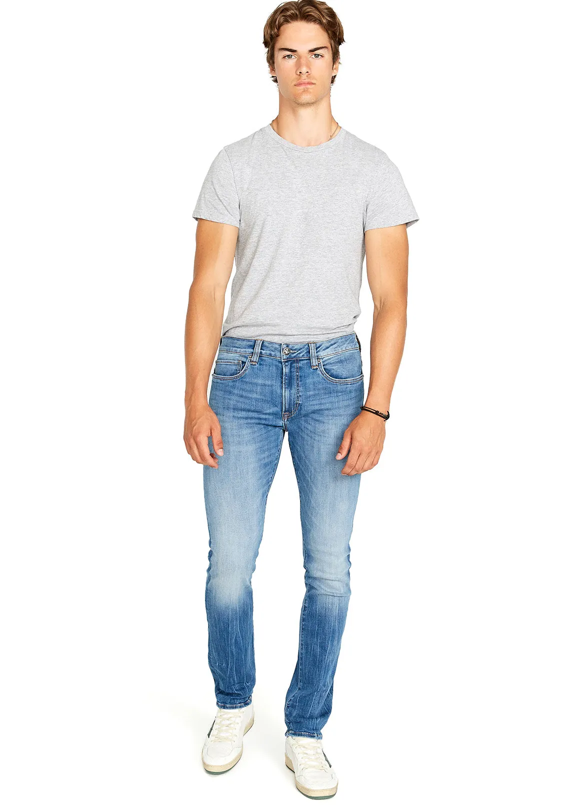 Slim Ash Men's Jean in Veined and Crinkled Blue - BM22611