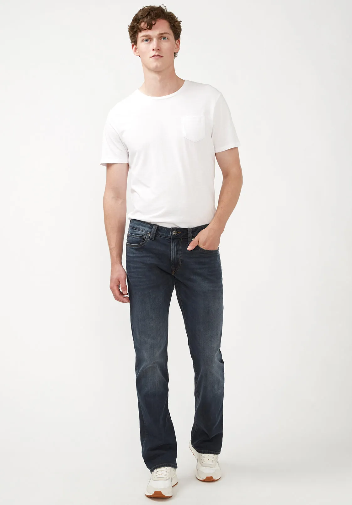 Slim Boot King Men's Jeans in Crinkled and Sanded Dark Blue - BM22720 
