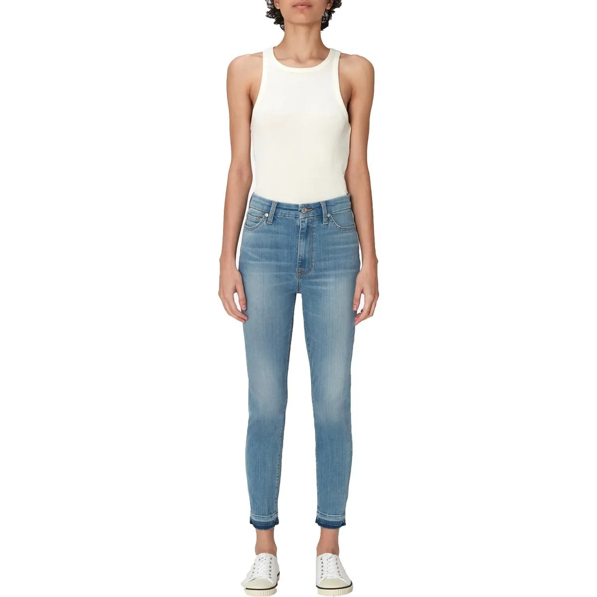 Slim Illusion Womens Raw Hem Denim Skinny Jeans