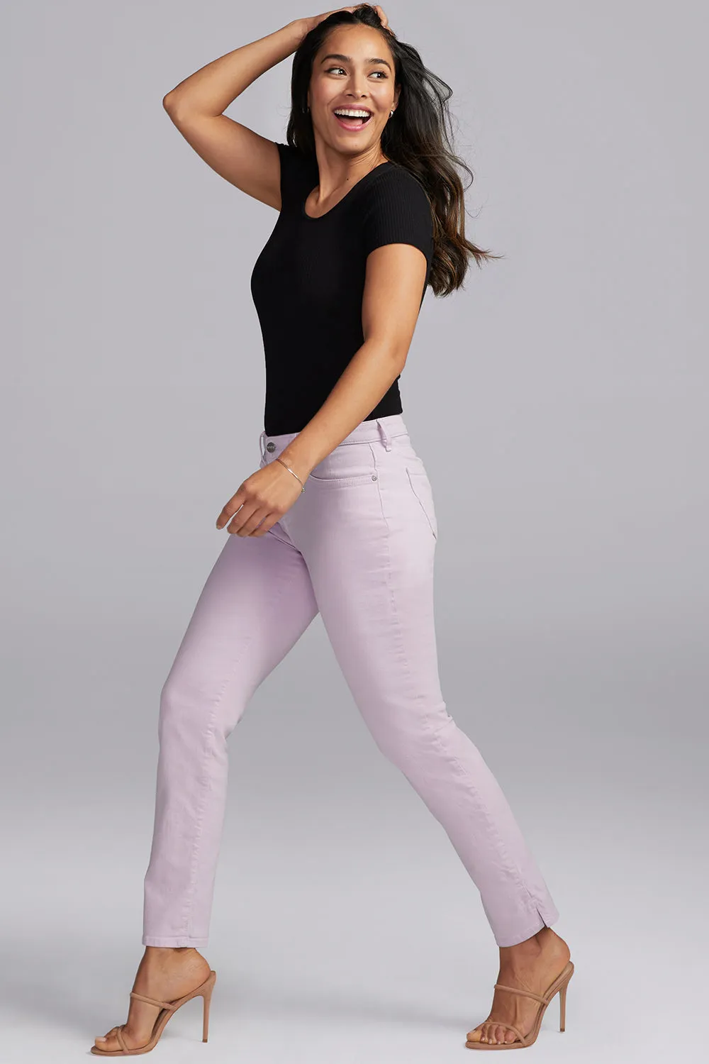 Slim Straight Ankle Jeans In Short Inseam - Lilac Petal