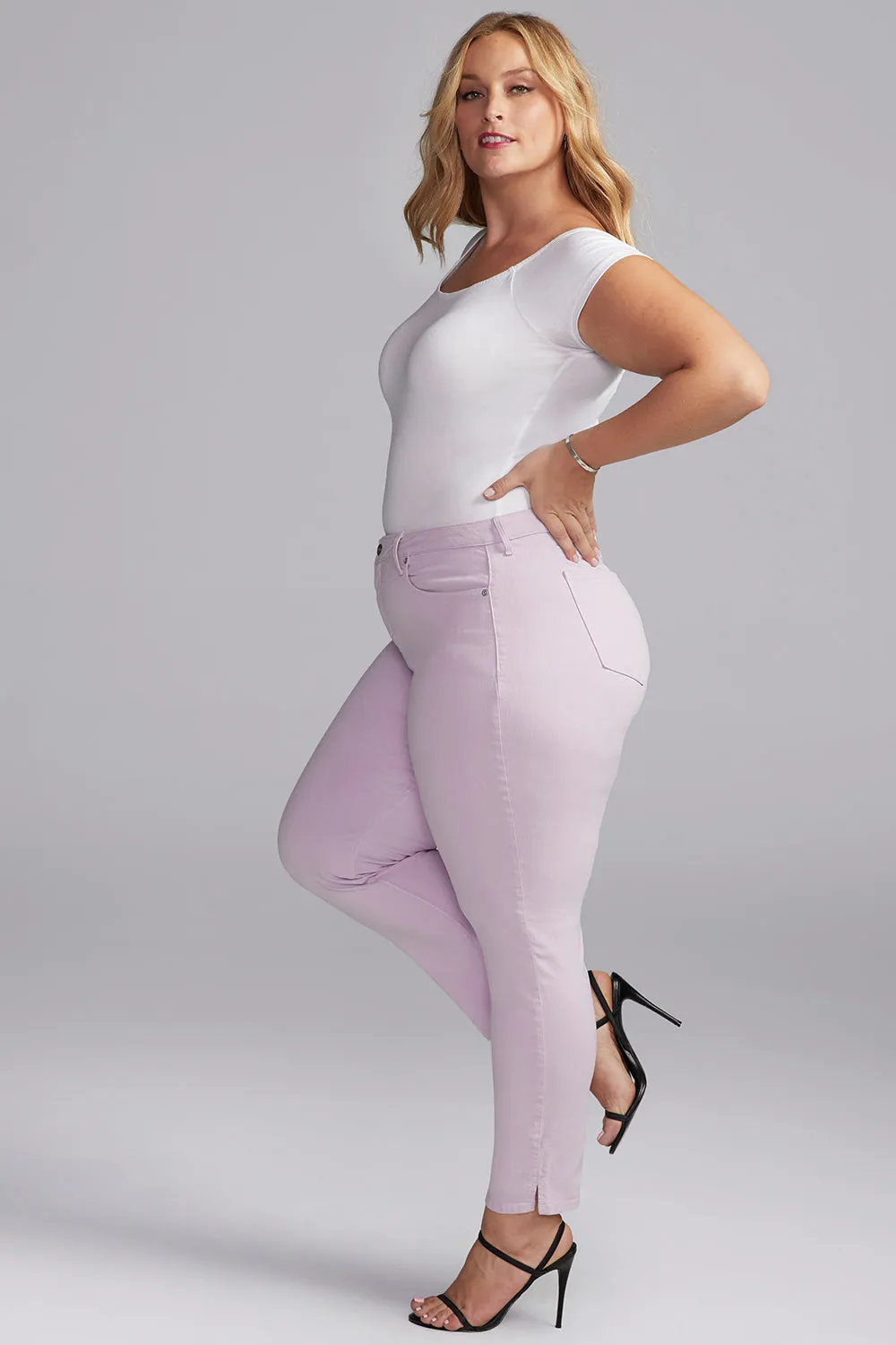 Slim Straight Ankle Jeans In Short Inseam - Lilac Petal