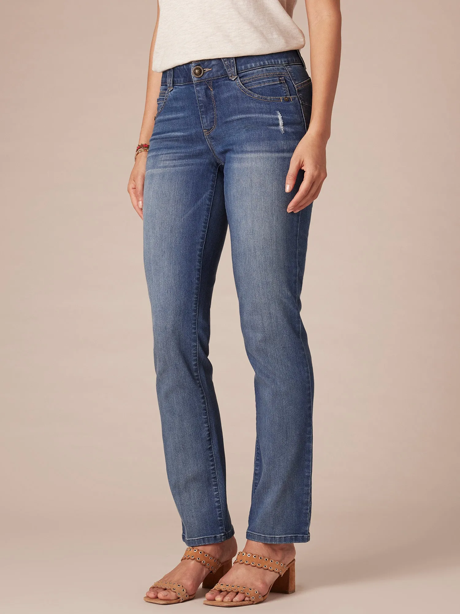 Stretch Denim "Ab"solution® Straight Leg Petite Jeans