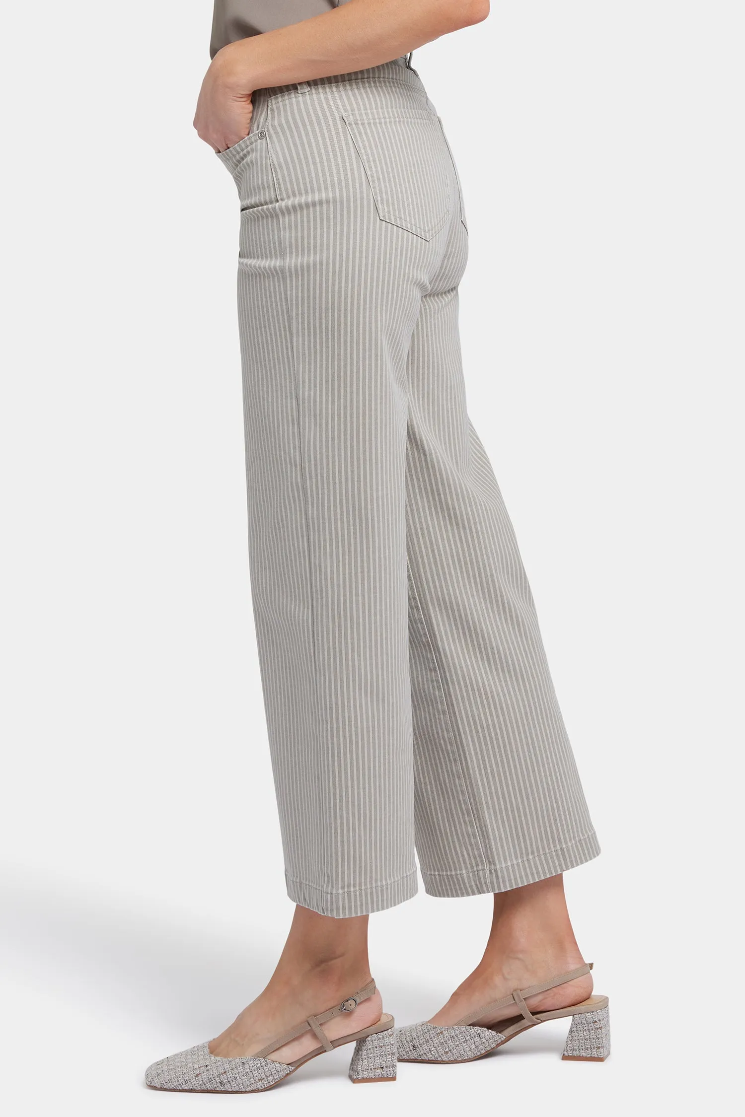 Teresa Wide Leg Ankle Jeans In Petite - Hidden Lodge Stripe