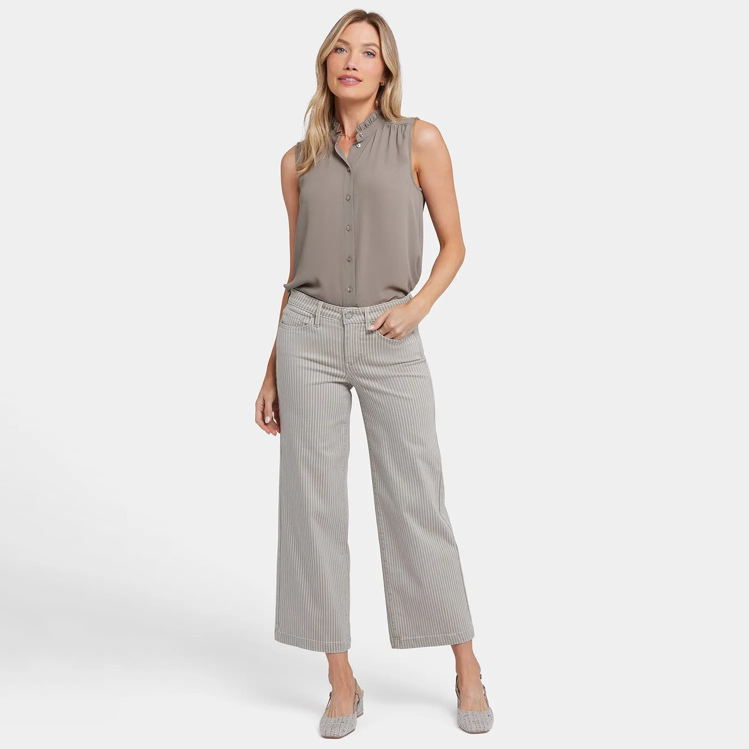 Teresa Wide Leg Ankle Jeans In Petite - Hidden Lodge Stripe