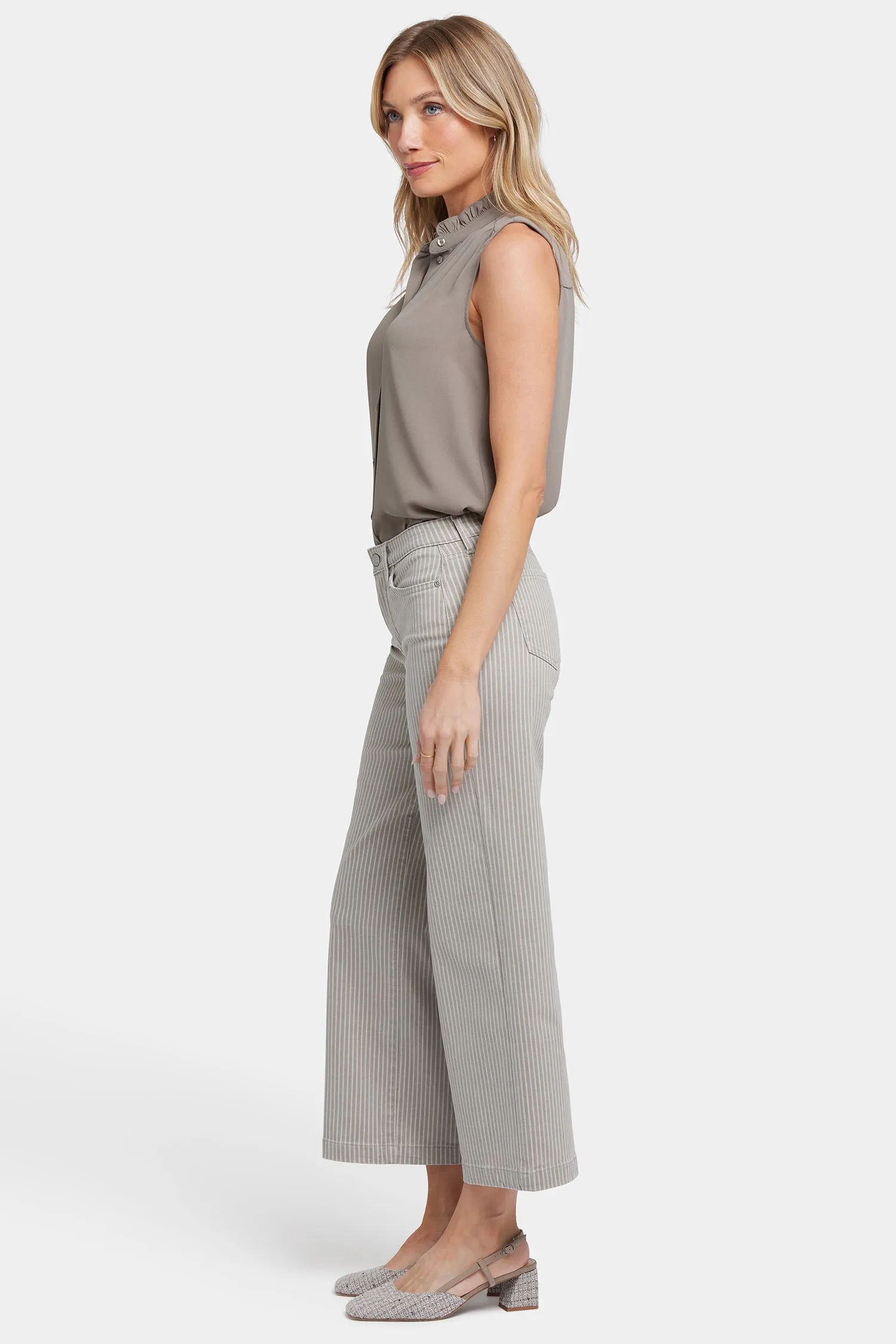 Teresa Wide Leg Ankle Jeans In Petite - Hidden Lodge Stripe