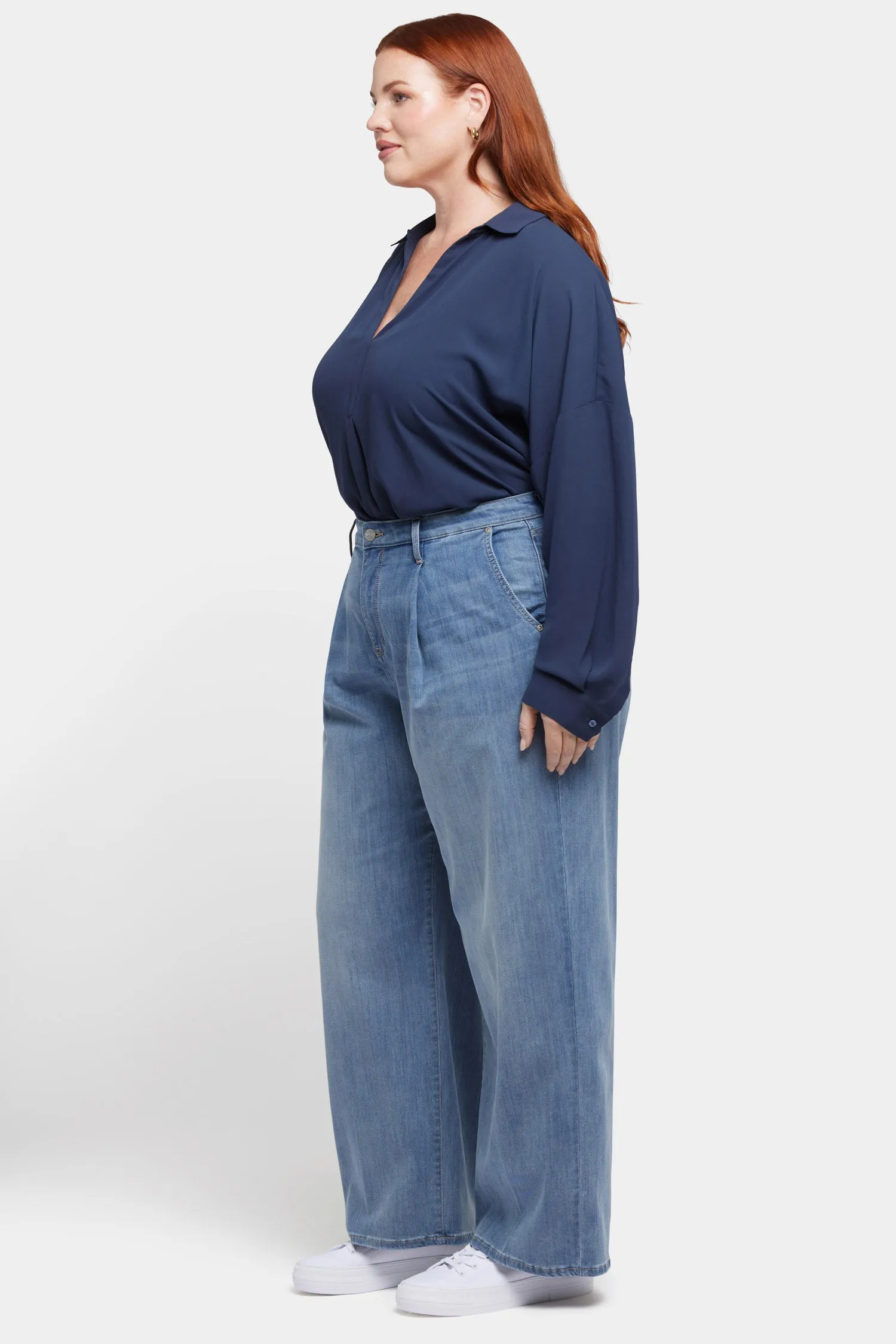 Teresa Wide Leg Ankle Jeans In Plus Size - Indigo Stream