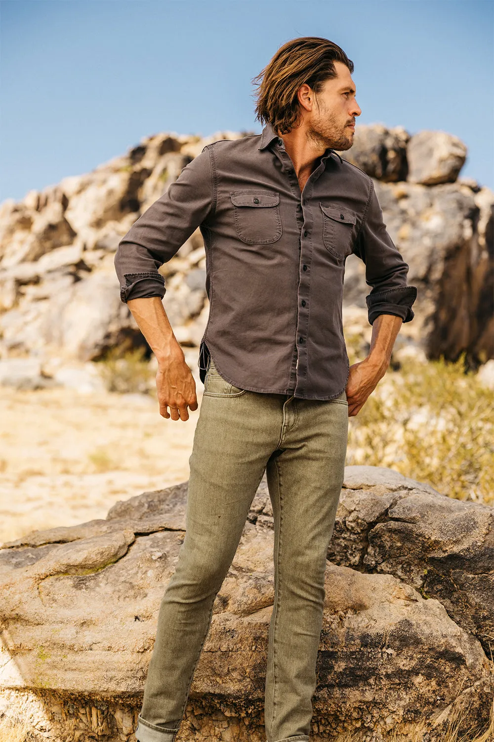 The Scissors Slim Tapered - Sage 10.5oz Selvedge