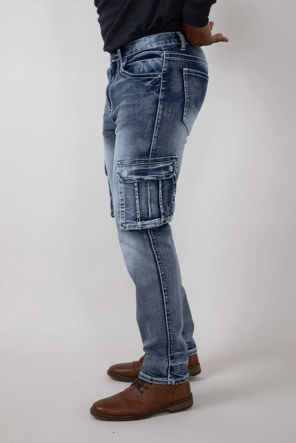 True Luck Fallon Cargo Straight Jeans for Men  | TL24021901