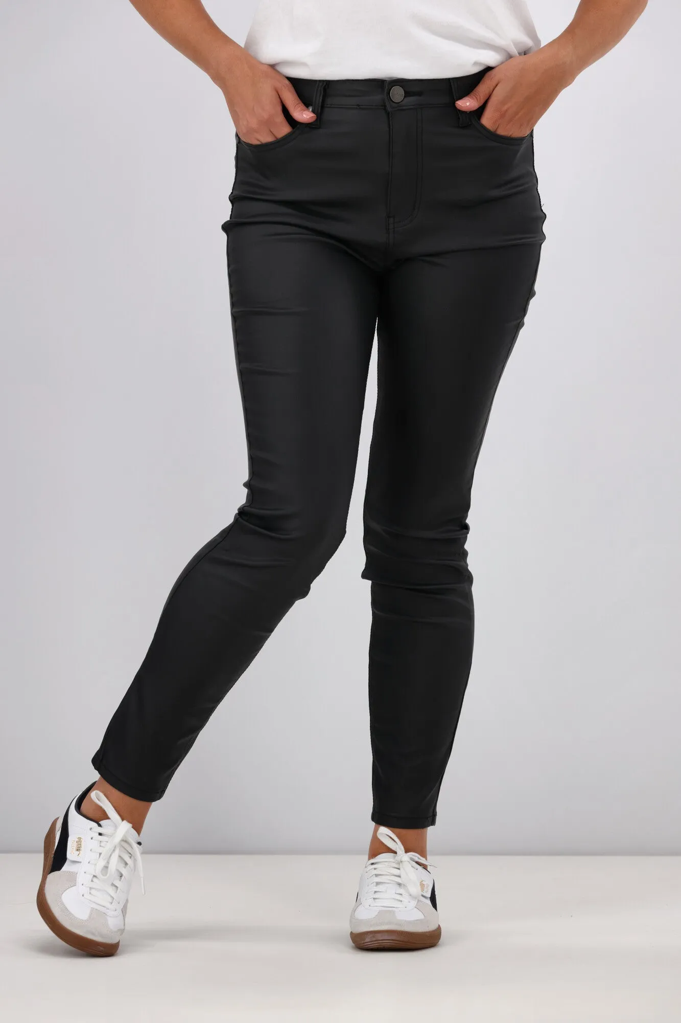 Wakee June Wet Look Denim Black