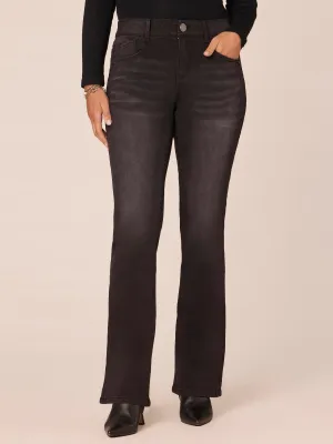 Washed Black "Ab"solution Mid-Rise Double Side Seam Itty Bitty Boot Jeans
