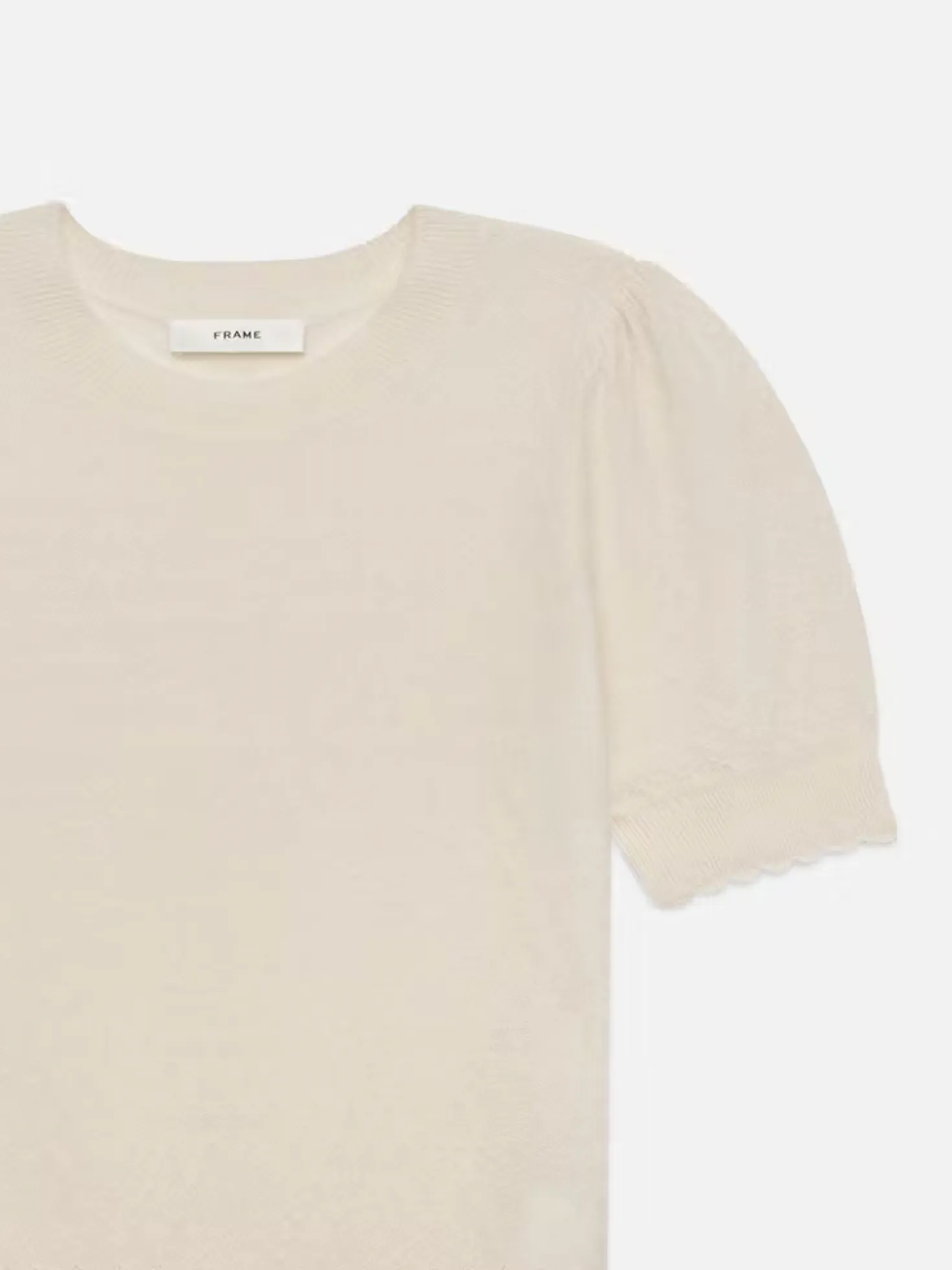 WF24KSW012c Frame Pointelle Puff Sleeve Sweater