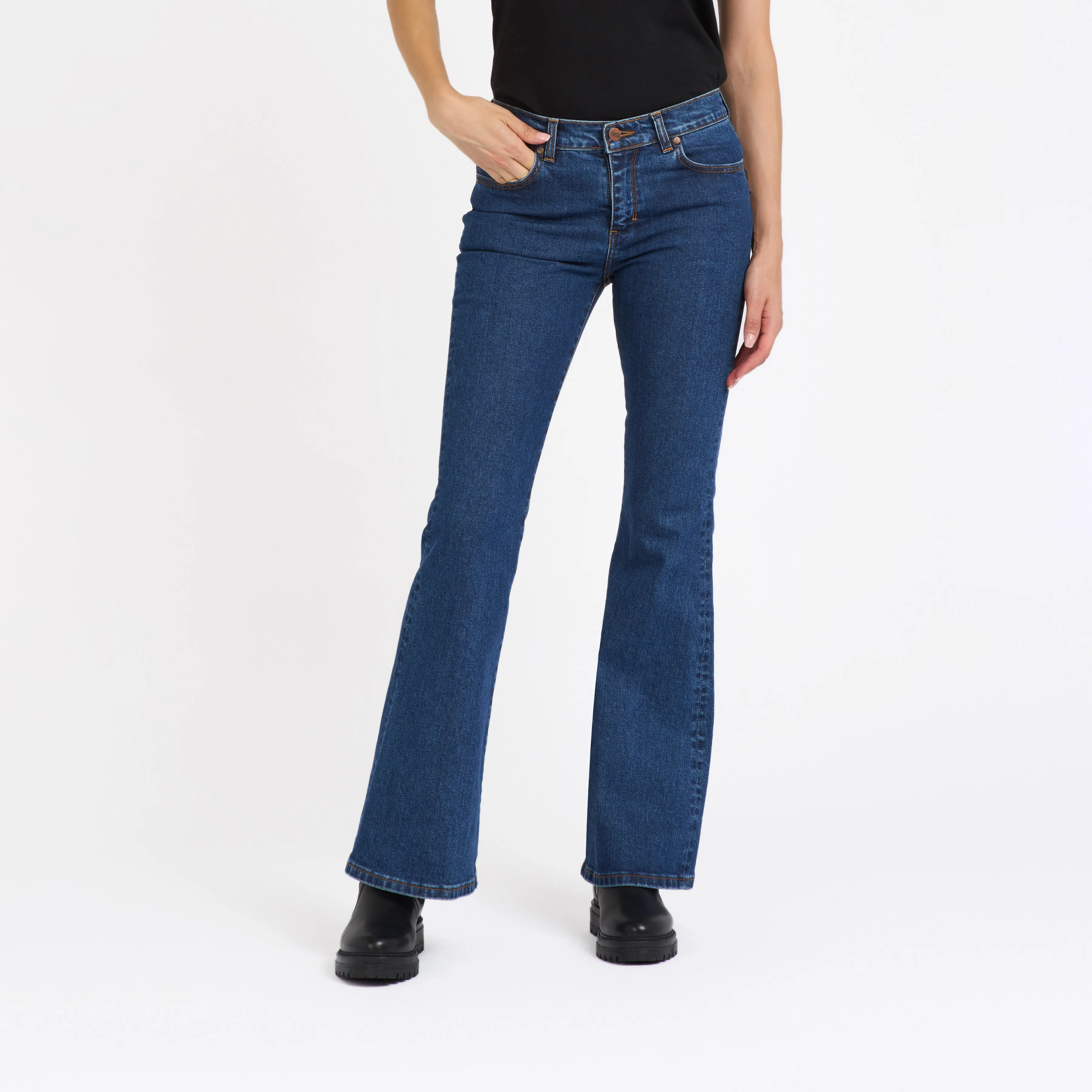 Women's flare jeans semi-high waist stonewashed - Margot
