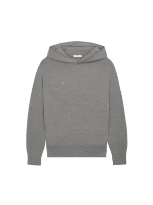 Womens Regenerative Merino Wool Hoodie—grey marl