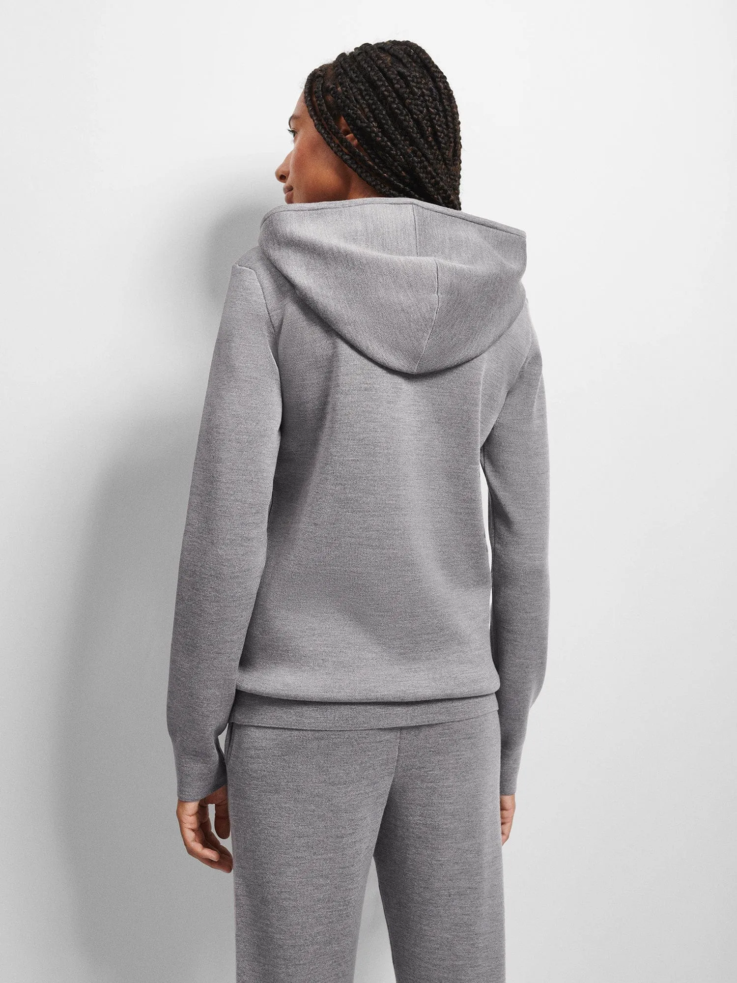 Womens Regenerative Merino Wool Hoodie—grey marl