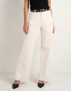 Zoey High Rise Stretch Denim Jean - Ecru
