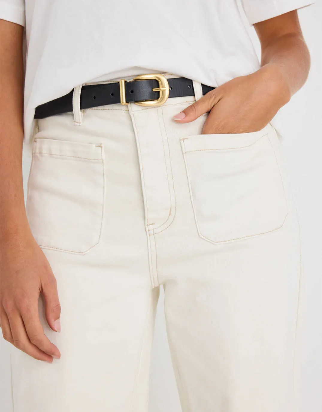 Zoey High Rise Stretch Denim Jean - Ecru