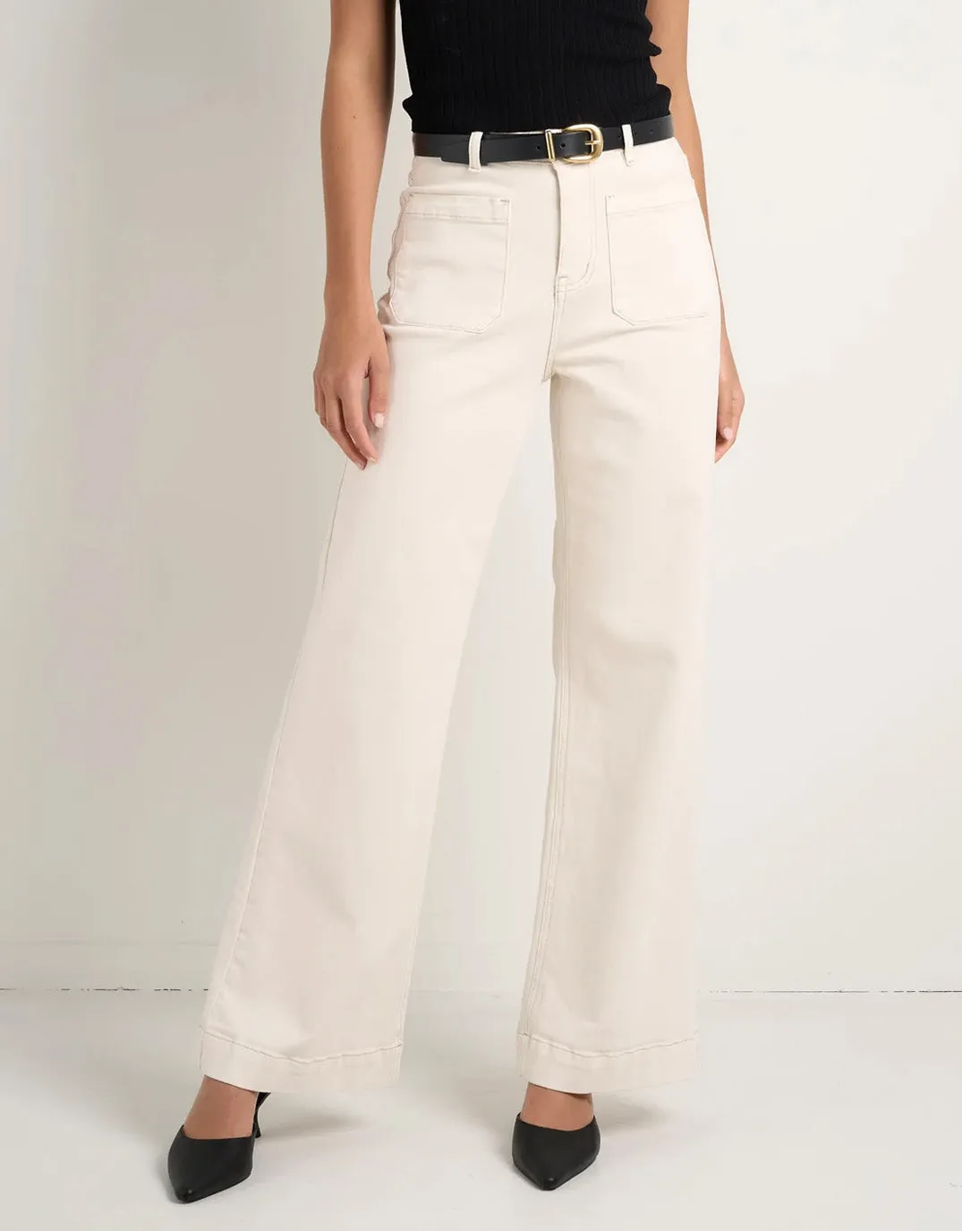 Zoey High Rise Stretch Denim Jean - Ecru